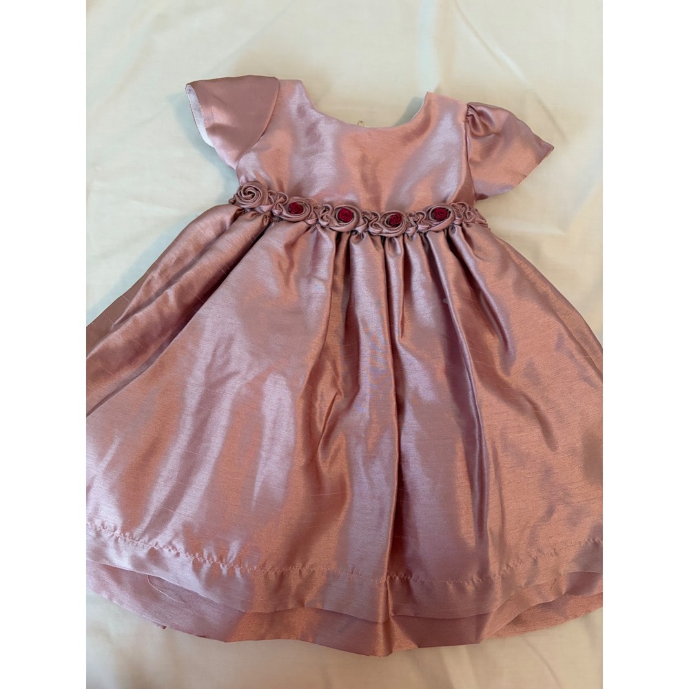 Good Girl‎ Rose Floral Embellished Satin Dress Girls XL 2T Flower Girl Wedding